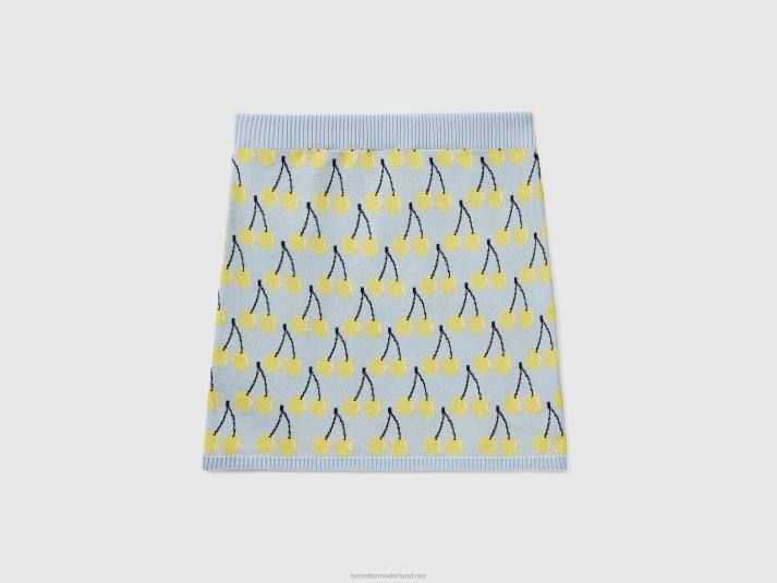 vrouwen Benetton hemelsblauwe minirok met kersenpatroon hemelsblauw 4R624169