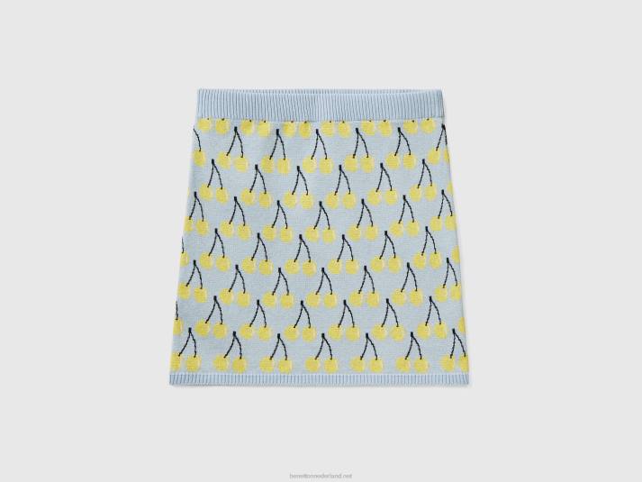 vrouwen Benetton hemelsblauwe minirok met kersenpatroon hemelsblauw 4R62693