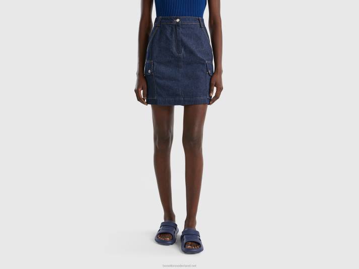 vrouwen Benetton minirok met cargozakken donkerblauw 4R624165