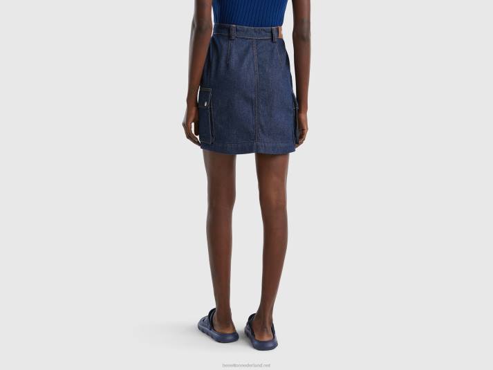 vrouwen Benetton minirok met cargozakken donkerblauw 4R624165