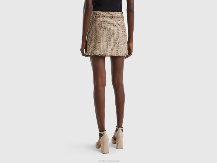 vrouwen Benetton minirok van tweed beige 4R62691