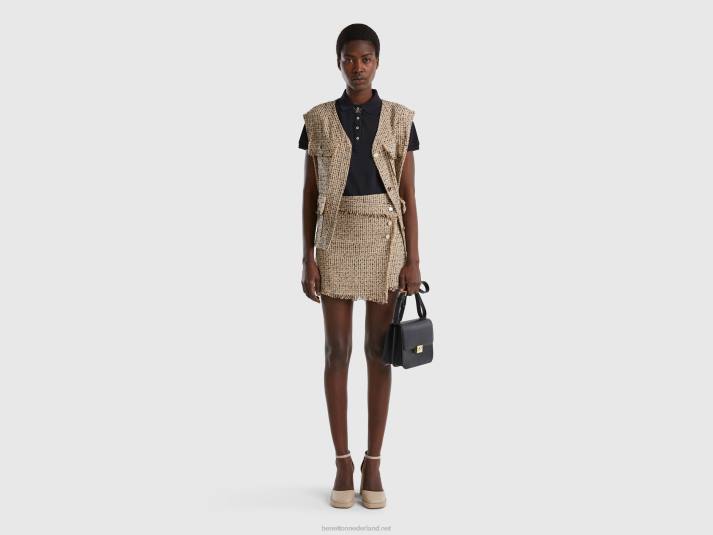 vrouwen Benetton minirok van tweed beige 4R62691