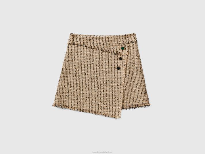 vrouwen Benetton minirok van tweed beige 4R62691