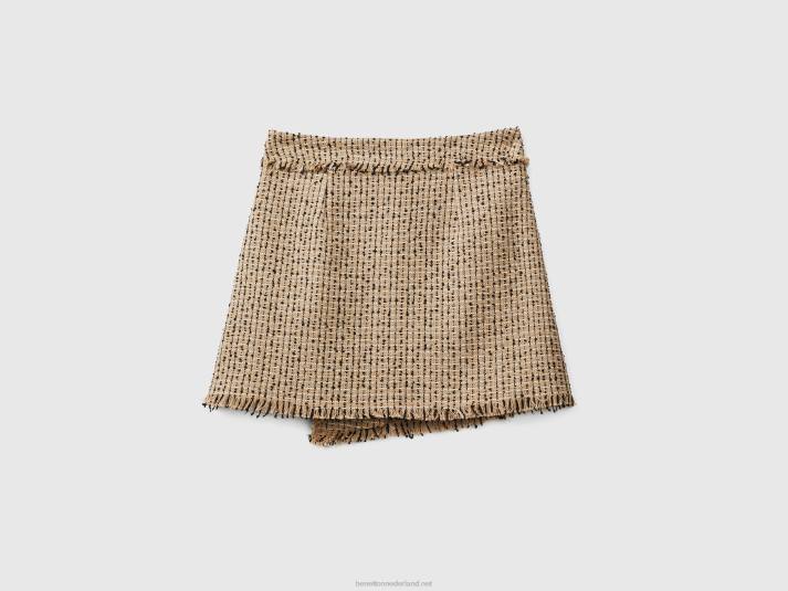 vrouwen Benetton minirok van tweed beige 4R62691