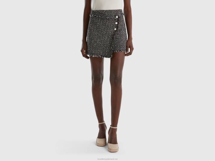 vrouwen Benetton minirok van tweed zwart 4R624164