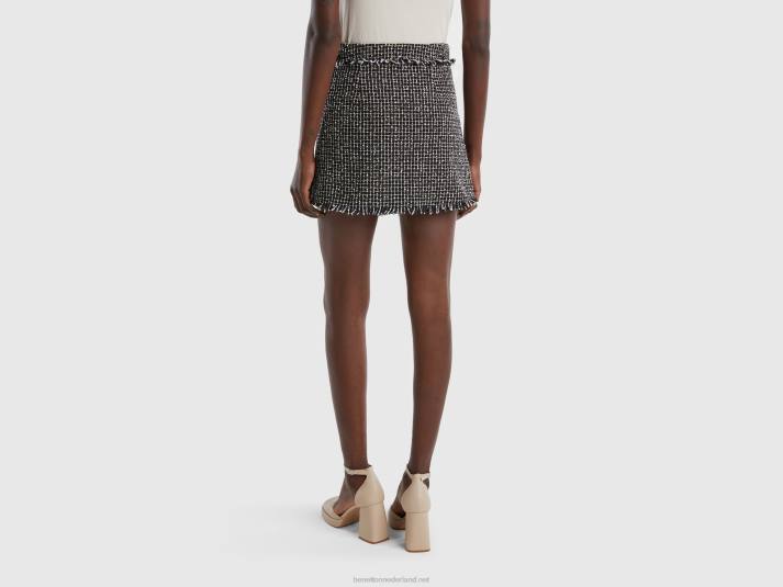 vrouwen Benetton minirok van tweed zwart 4R624164