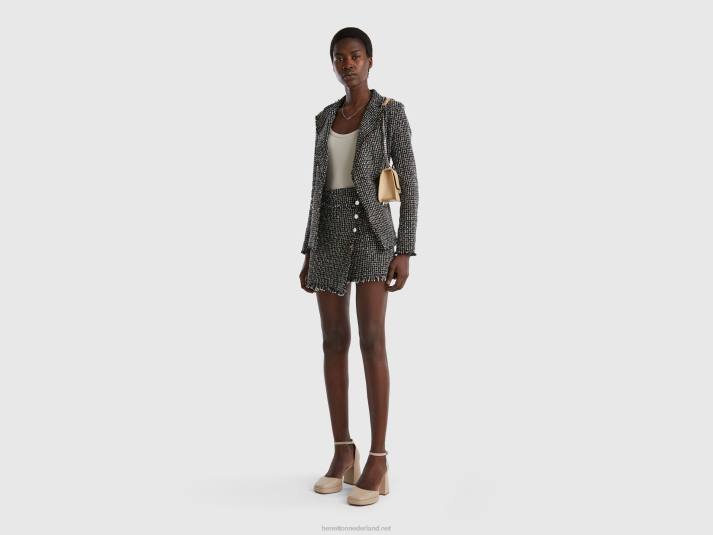 vrouwen Benetton minirok van tweed zwart 4R624164