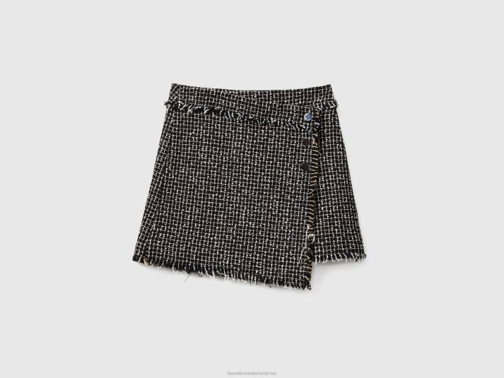 vrouwen Benetton minirok van tweed zwart 4R624164