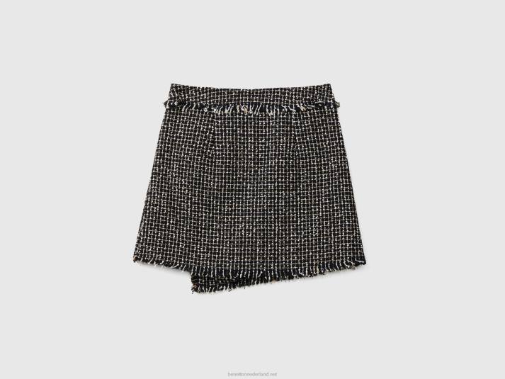 vrouwen Benetton minirok van tweed zwart 4R624164