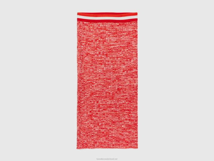 vrouwen Benetton rode gebreide kokerrok rood 4R624162