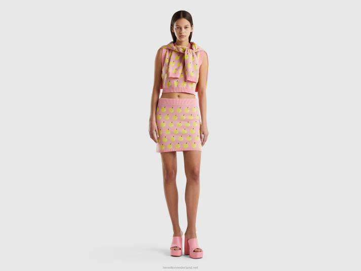 vrouwen Benetton roze minirokje met appelpatroon roze 4R624173