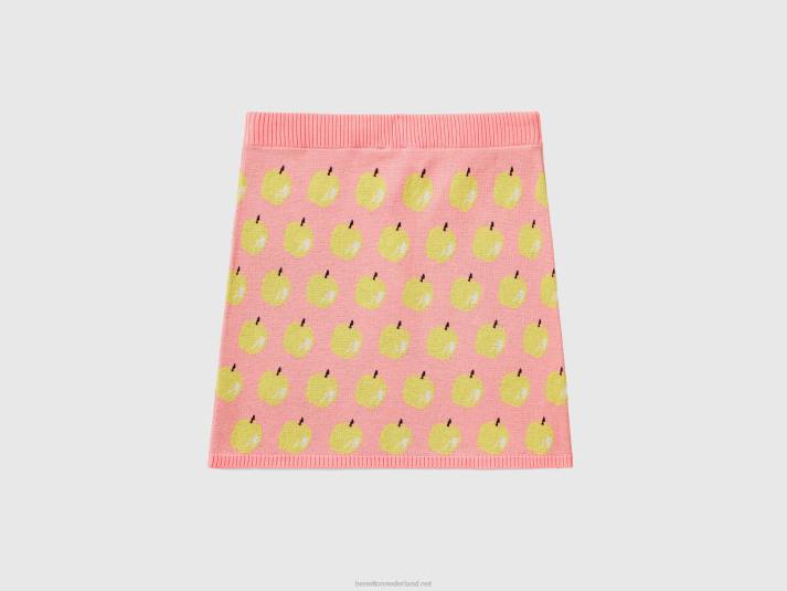 vrouwen Benetton roze minirokje met appelpatroon roze 4R624173