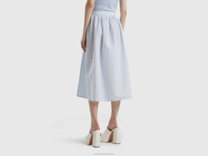 vrouwen Benetton vichy rok in linnenmix hemelsblauw 4R624172