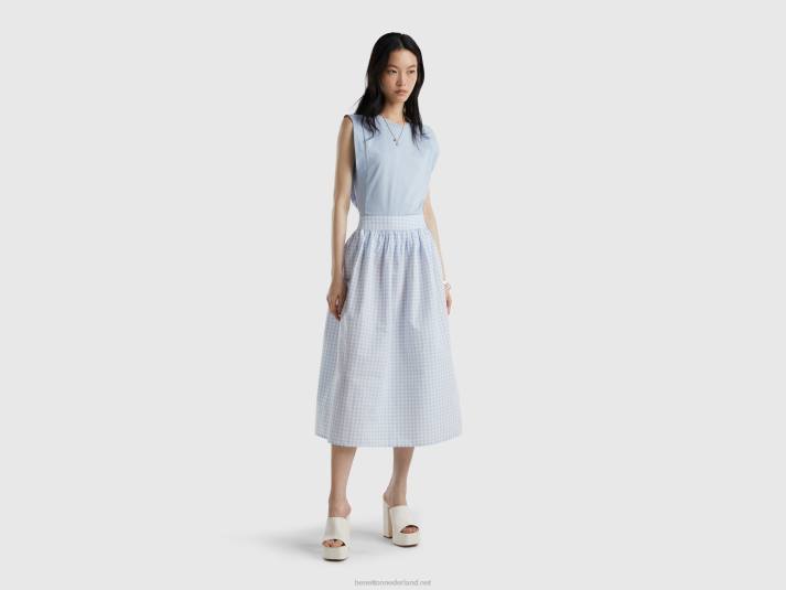 vrouwen Benetton vichy rok in linnenmix hemelsblauw 4R624172