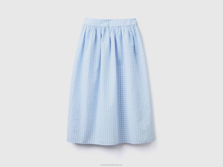 vrouwen Benetton vichy rok in linnenmix hemelsblauw 4R624172