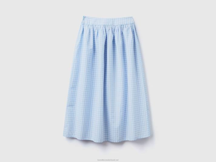 vrouwen Benetton vichy rok in linnenmix hemelsblauw 4R624172