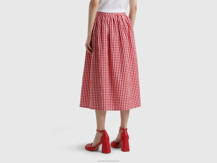 vrouwen Benetton vichy rok in linnenmix rood 4R624171