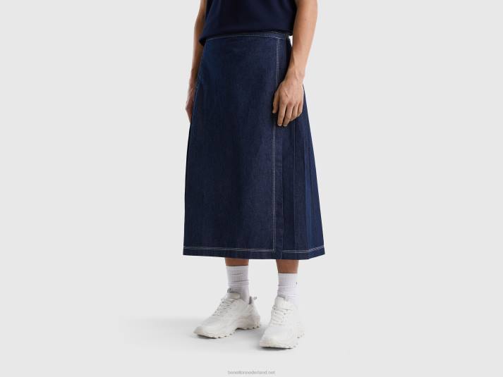 vrouwen Benetton wikkel midi-rok donkerblauw 4R624176