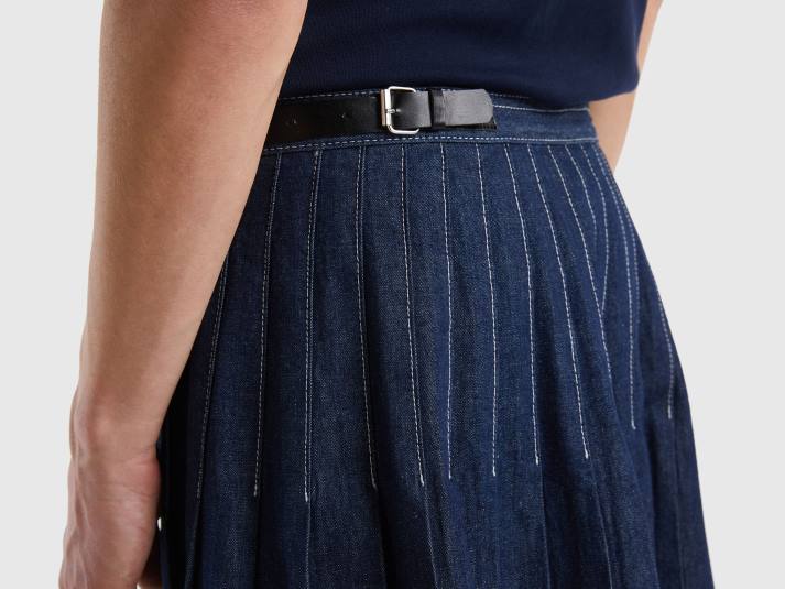 vrouwen Benetton wikkel midi-rok donkerblauw 4R624176
