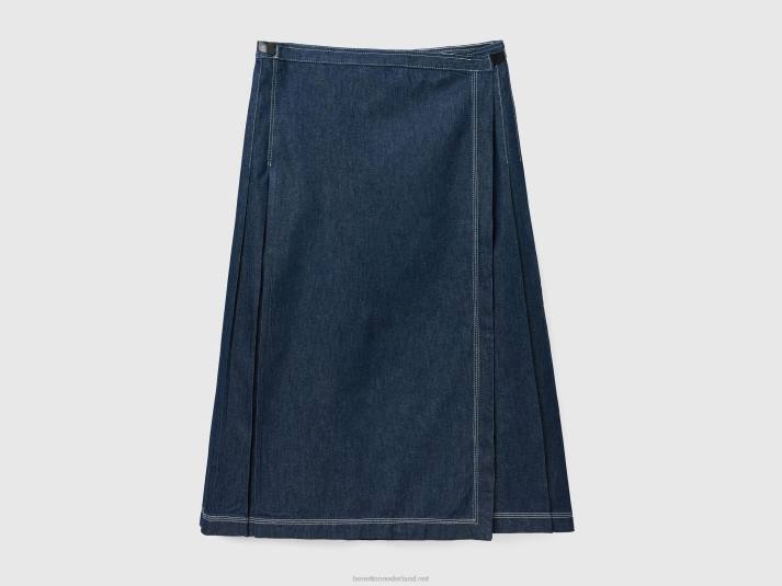 vrouwen Benetton wikkel midi-rok donkerblauw 4R624176