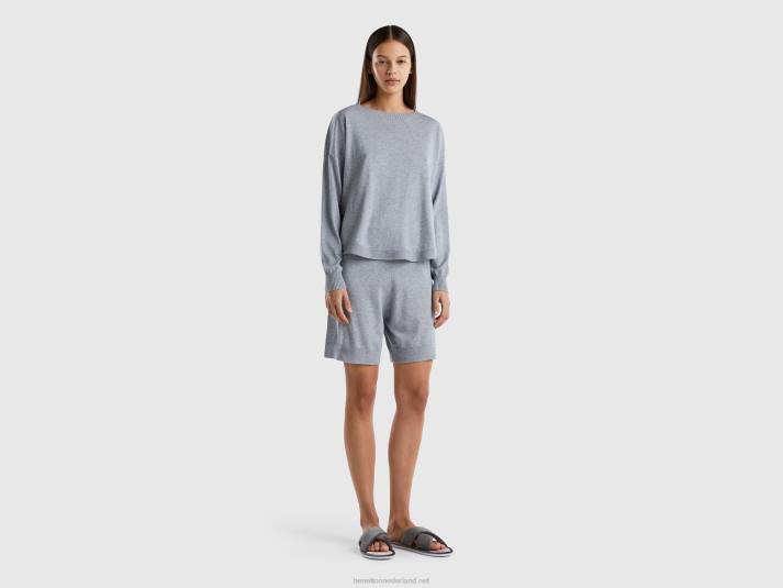 vrouwen Benetton bermuda's van kasjmiermix lichtgrijs 4R624197