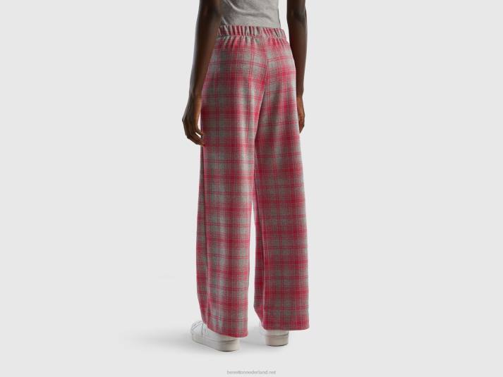 vrouwen Benetton geruite palazzo broek lichtgrijs 4R624183