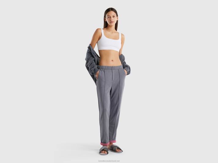 vrouwen Benetton wijde broek met zakken donkergrijs 4R624181