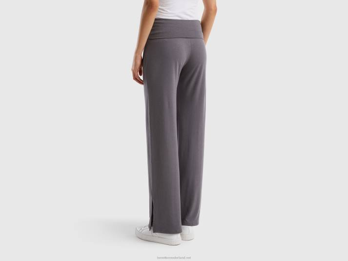 vrouwen Benetton zwierige broek met hoge taille donkergrijs 4R62903