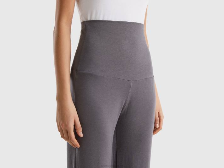 vrouwen Benetton zwierige broek met hoge taille donkergrijs 4R62903