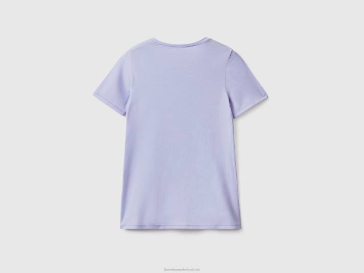 vrouwen Benetton T-shirt van superstretch biologisch katoen lavendel 4R624198