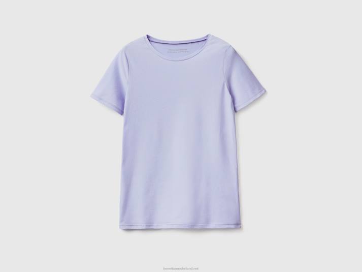 vrouwen Benetton T-shirt van superstretch biologisch katoen lavendel 4R62929