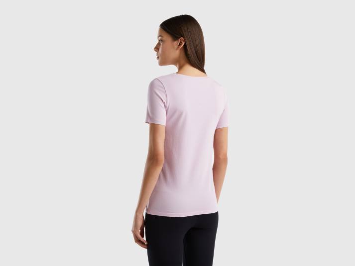 vrouwen Benetton T-shirt van superstretch biologisch katoen lila 4R624204