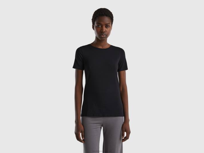 vrouwen Benetton T-shirt van superstretch biologisch katoen zwart 4R624211