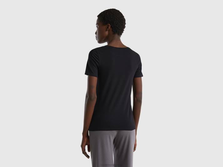 vrouwen Benetton T-shirt van superstretch biologisch katoen zwart 4R624211