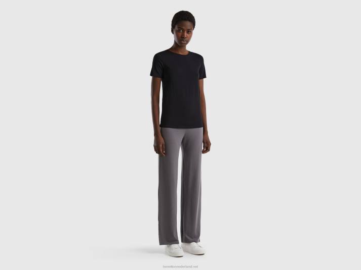 vrouwen Benetton T-shirt van superstretch biologisch katoen zwart 4R624211