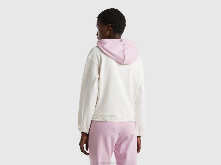 vrouwen Benetton botsende hoodie romig wit 4R624199