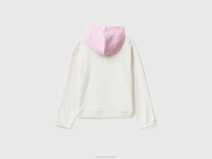 vrouwen Benetton botsende hoodie romig wit 4R624199