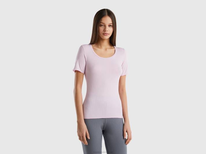 vrouwen Benetton slim-fit geribbeld T-shirt lila 4R624205
