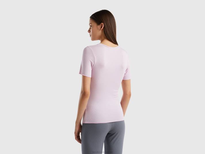 vrouwen Benetton slim-fit geribbeld T-shirt lila 4R624205