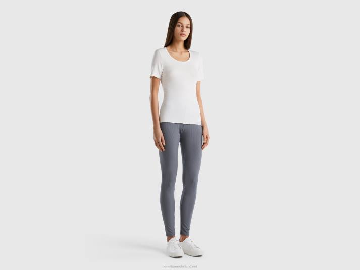 vrouwen Benetton slim-fit geribbeld T-shirt romig wit 4R624195