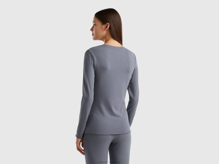 vrouwen Benetton slim fit geribbelde top grijs 4R624184