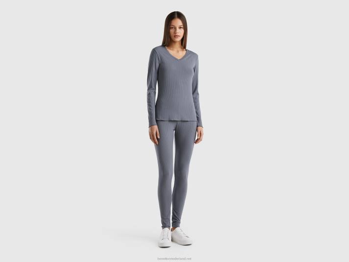vrouwen Benetton slim fit geribbelde top grijs 4R624184