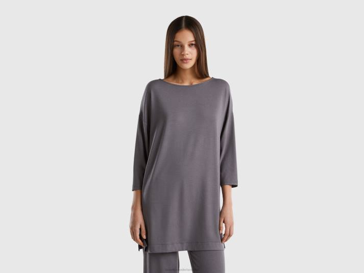 vrouwen Benetton soepel vallend T-shirt met comfortabele pasvorm donkergrijs 4R624187