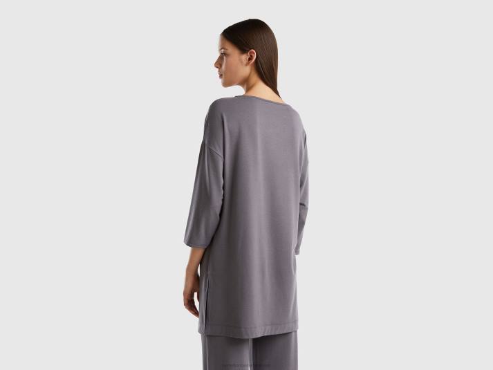 vrouwen Benetton soepel vallend T-shirt met comfortabele pasvorm donkergrijs 4R624187