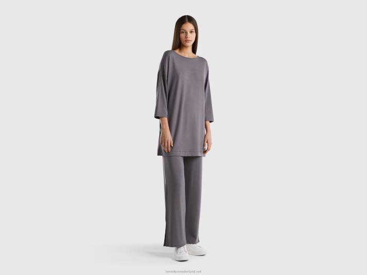 vrouwen Benetton soepel vallend T-shirt met comfortabele pasvorm donkergrijs 4R624187