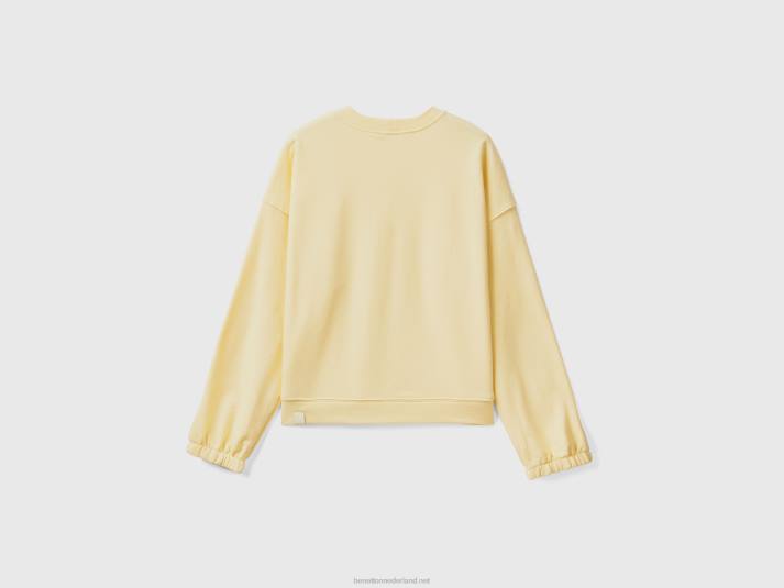 vrouwen Benetton sweatshirt met ronde hals van een katoenmix geel 4R62938