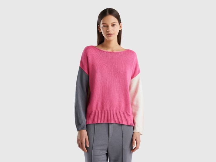 vrouwen Benetton top met lange mouwen van een katoenmix veelkleurig 4R624186