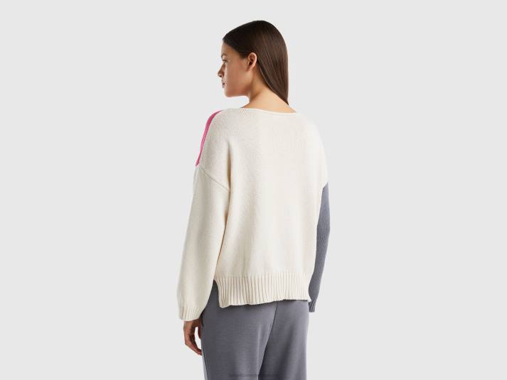vrouwen Benetton top met lange mouwen van een katoenmix veelkleurig 4R624186