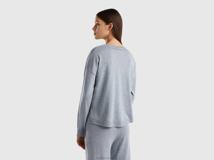 vrouwen Benetton top van kasjmiermix lichtgrijs 4R62904