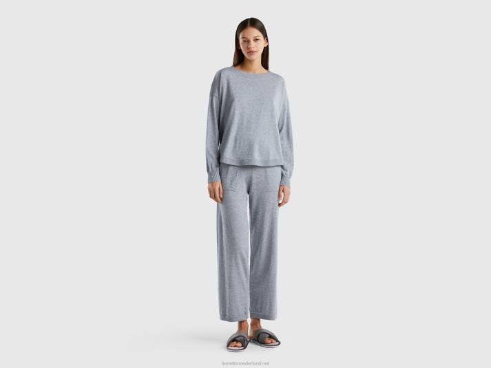 vrouwen Benetton top van kasjmiermix lichtgrijs 4R62904